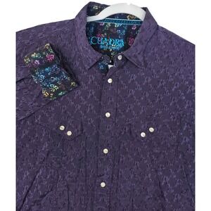 Cuadra Shirt Mens Large Purple Textured Long Sleeve Snap Front Western Floral